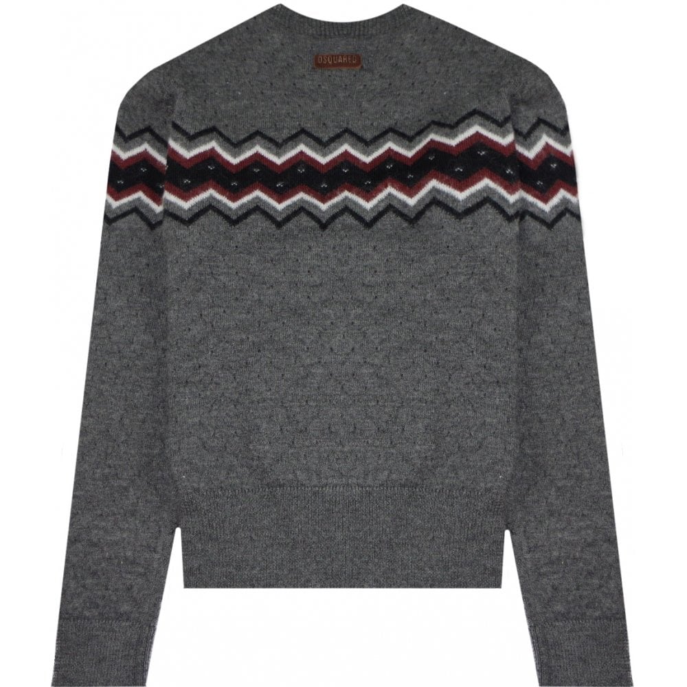 Dsquared2 Men&#39;s Perforated Knit Jumper Grey