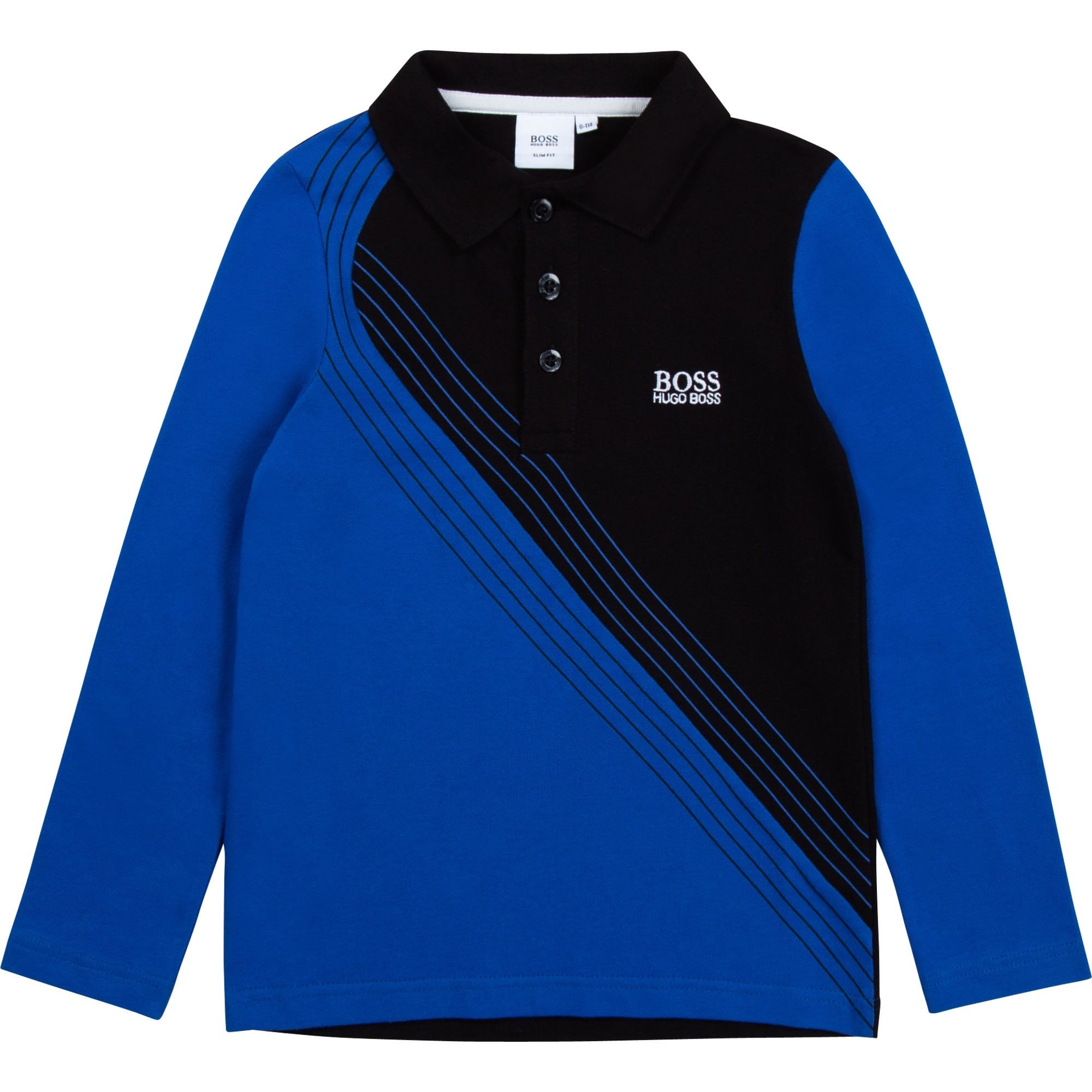 Hugo Boss Boys Long Sleeve Polo Blue &amp; Black