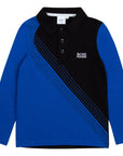 Hugo Boss Boys Long Sleeve Polo Blue & Black