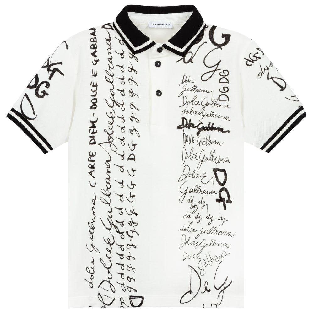 Dolce &amp; Gabbana Boys Logo Signature Polo White