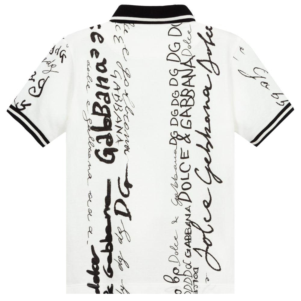 Dolce &amp; Gabbana Boys Logo Signature Polo White