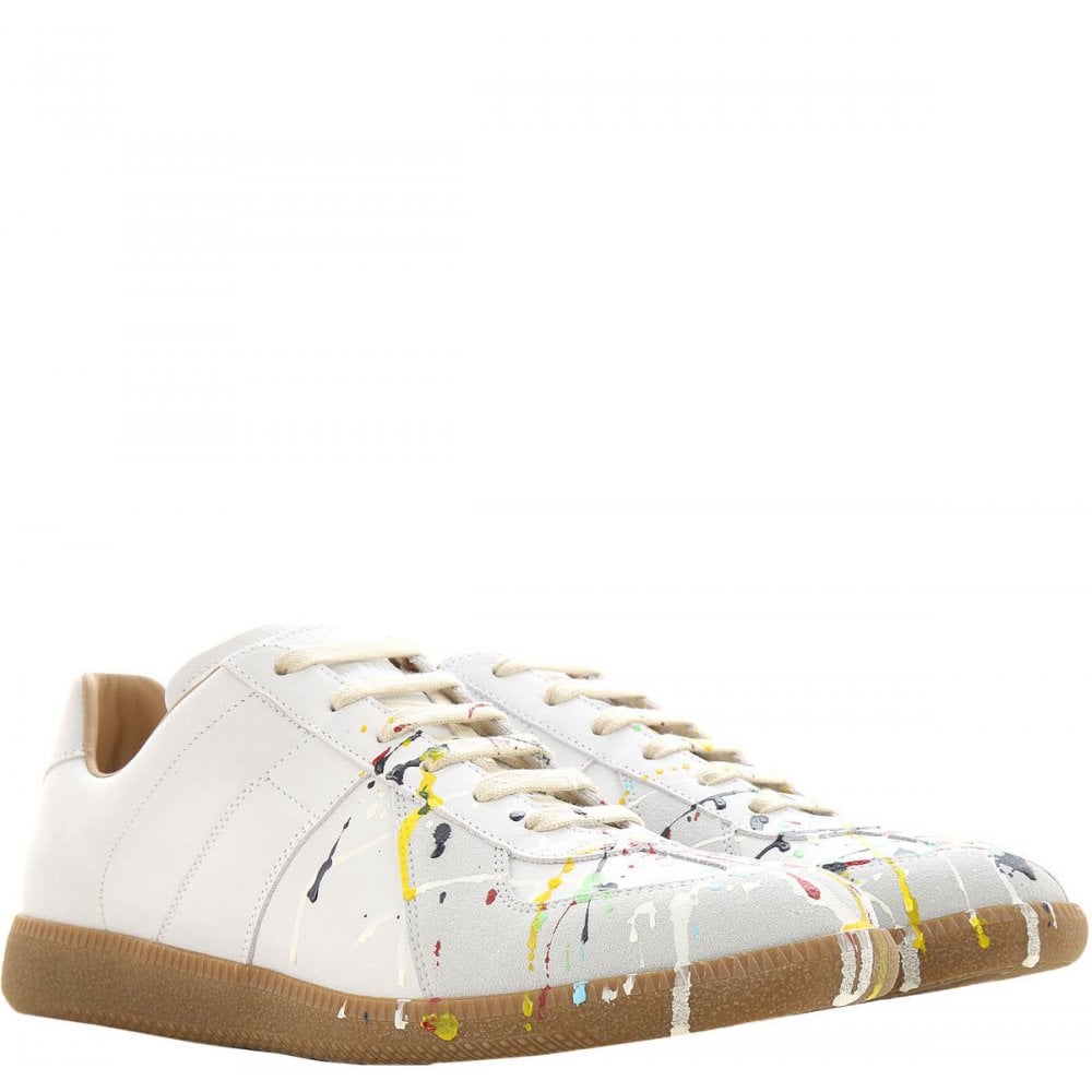 Maison Margiela Men&#39;s Painted Sneakers White