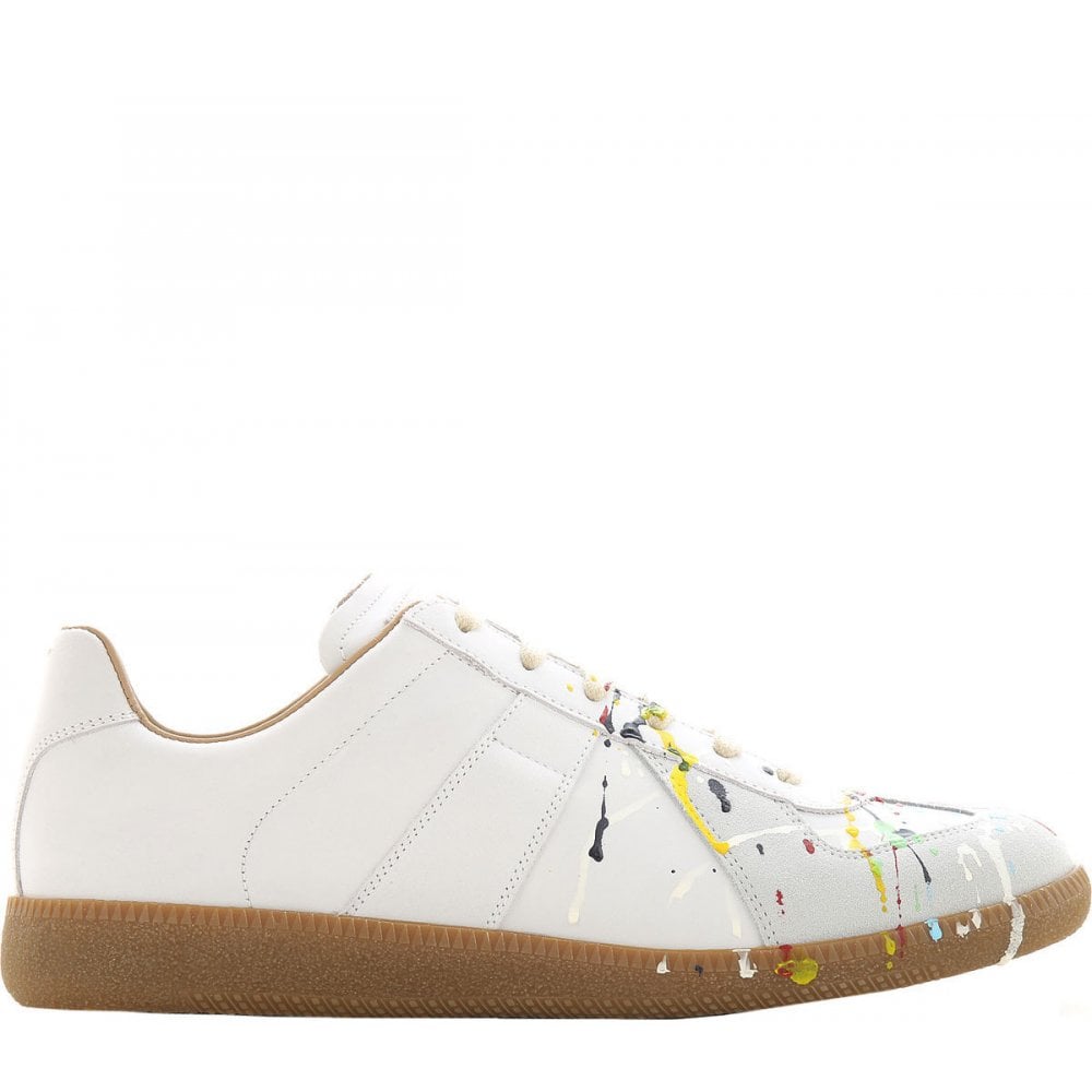 Maison Margiela Men&#39;s Painted Sneakers White