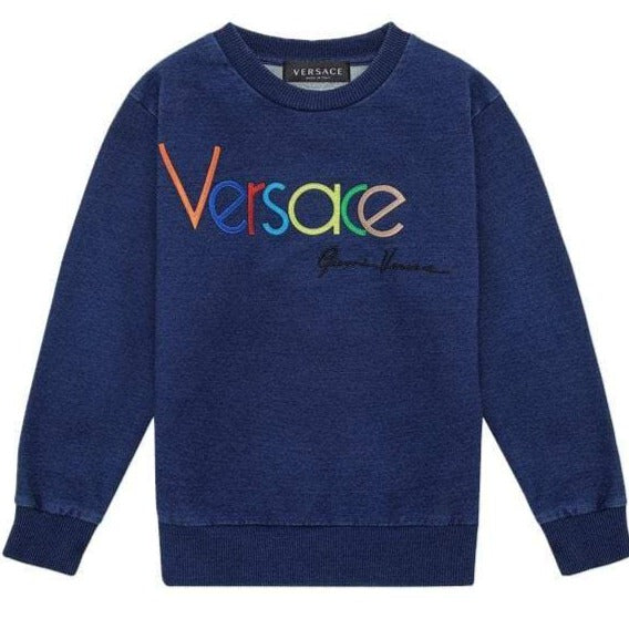 Versace Boys Embroidered Sweater Blue