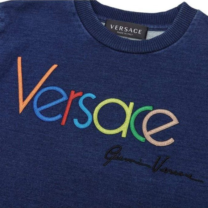 Versace Boys Embroidered Sweater Blue