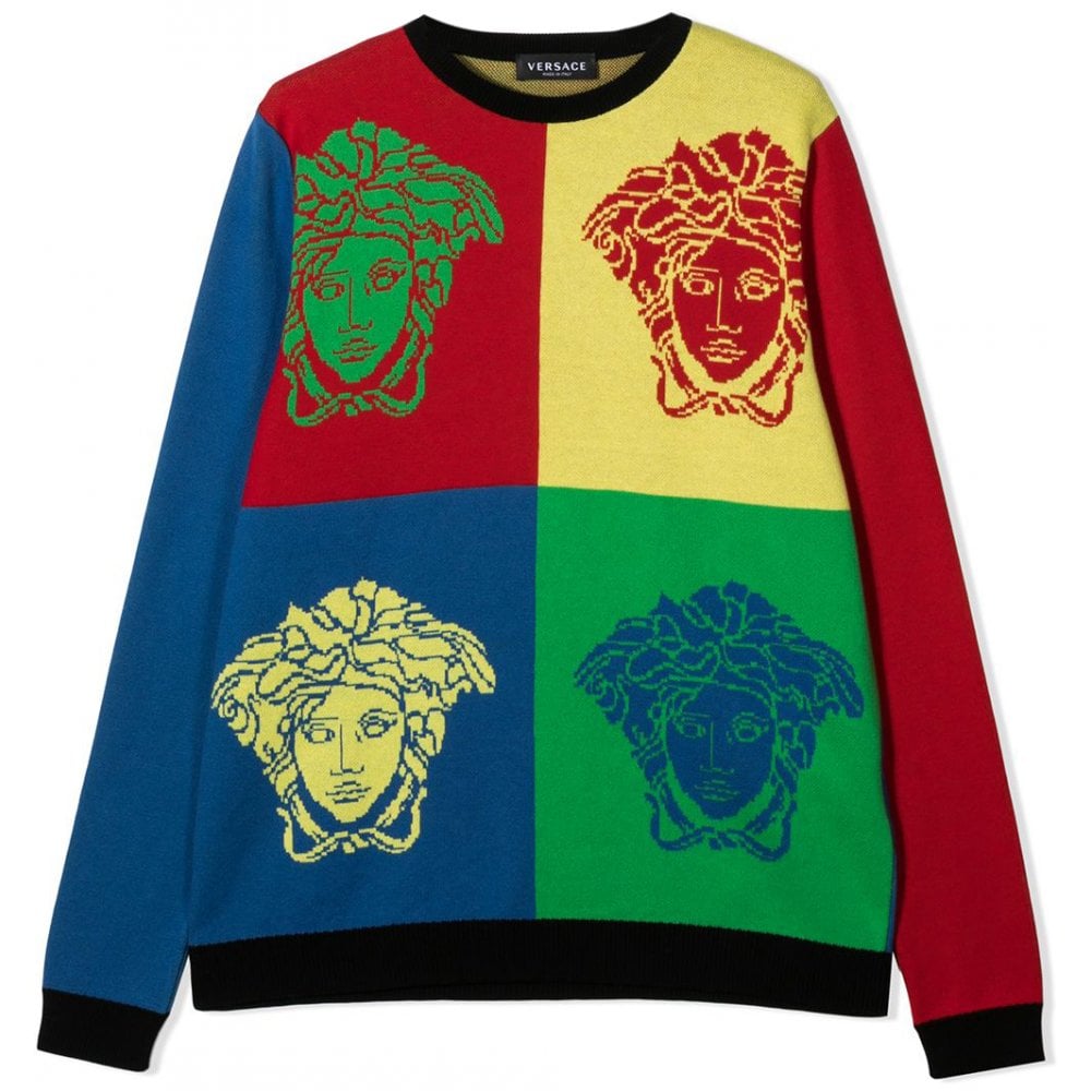 Versace Boys Medusa Sweater Multi Coloured