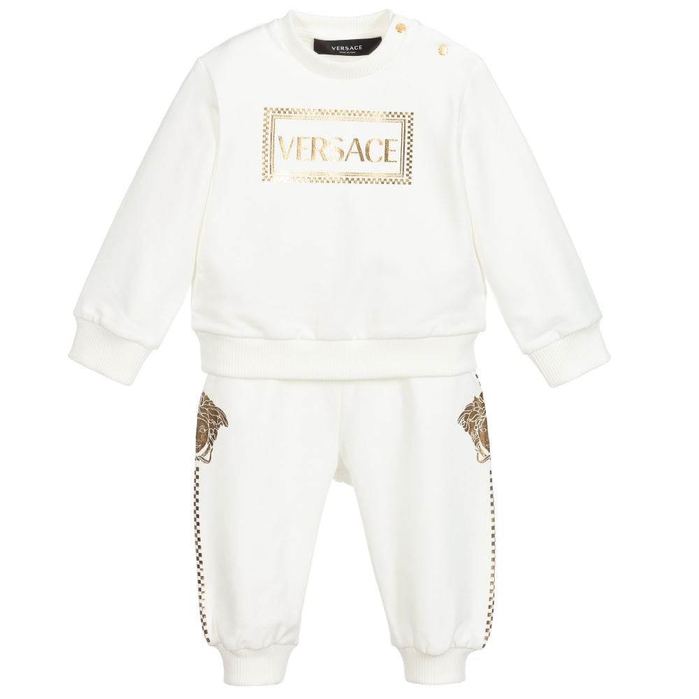 Versace Boys Logo Tracksuit White