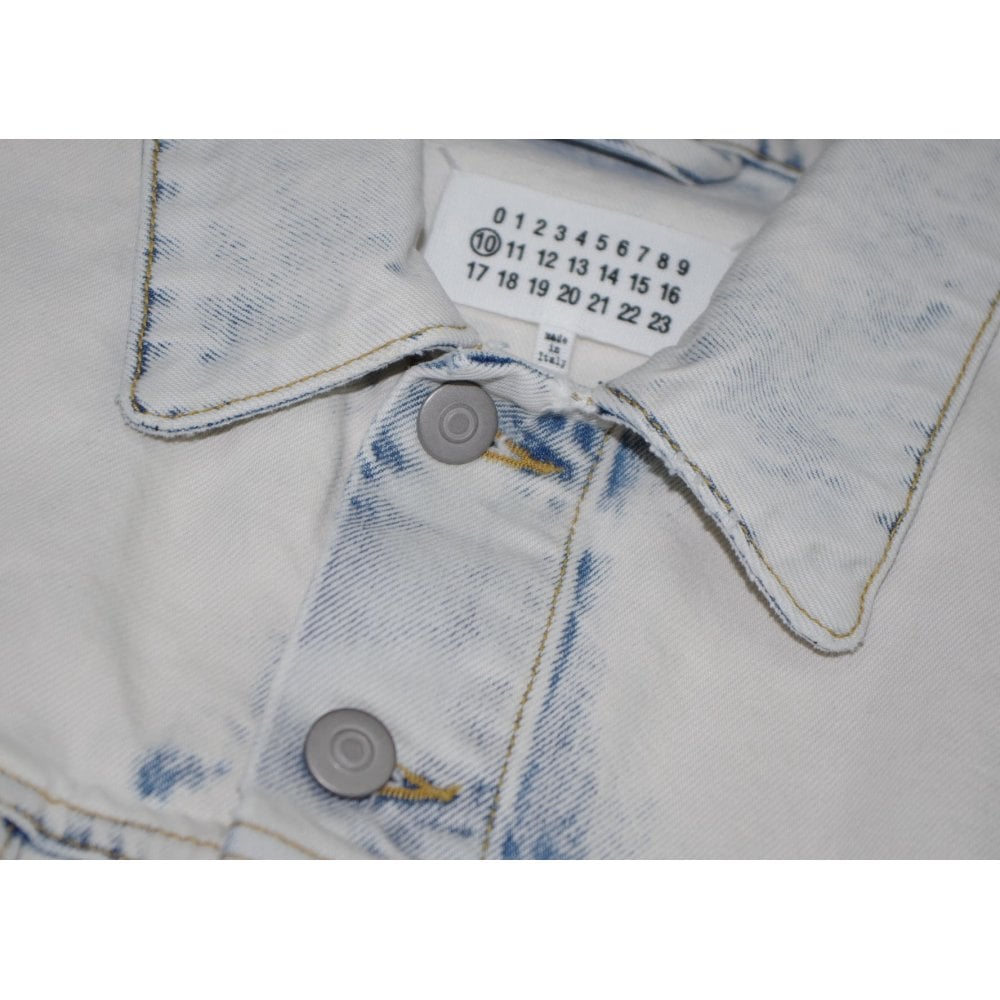 Maison Margiela Men&#39;s Bleach-Wash Denim Jacket White