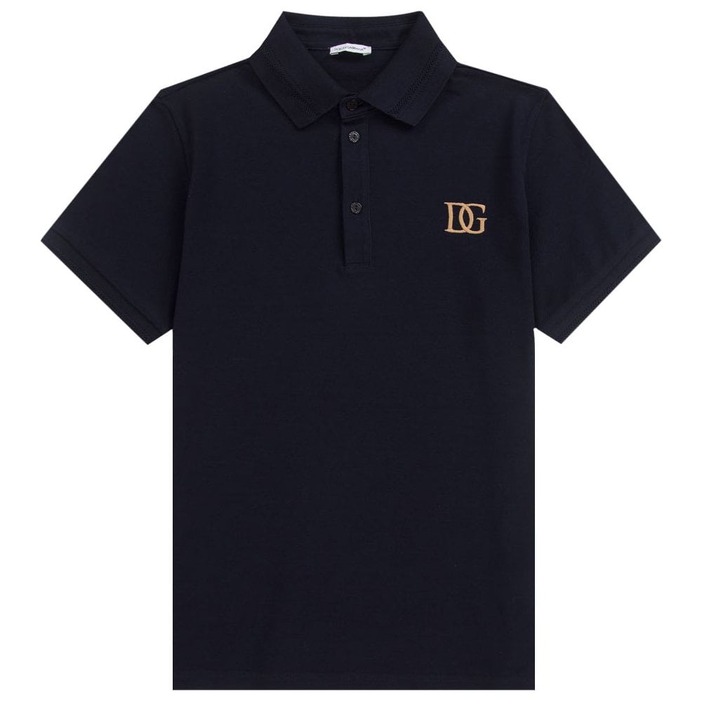 Dolce &amp; Gabbana Boys Logo Polo Navy