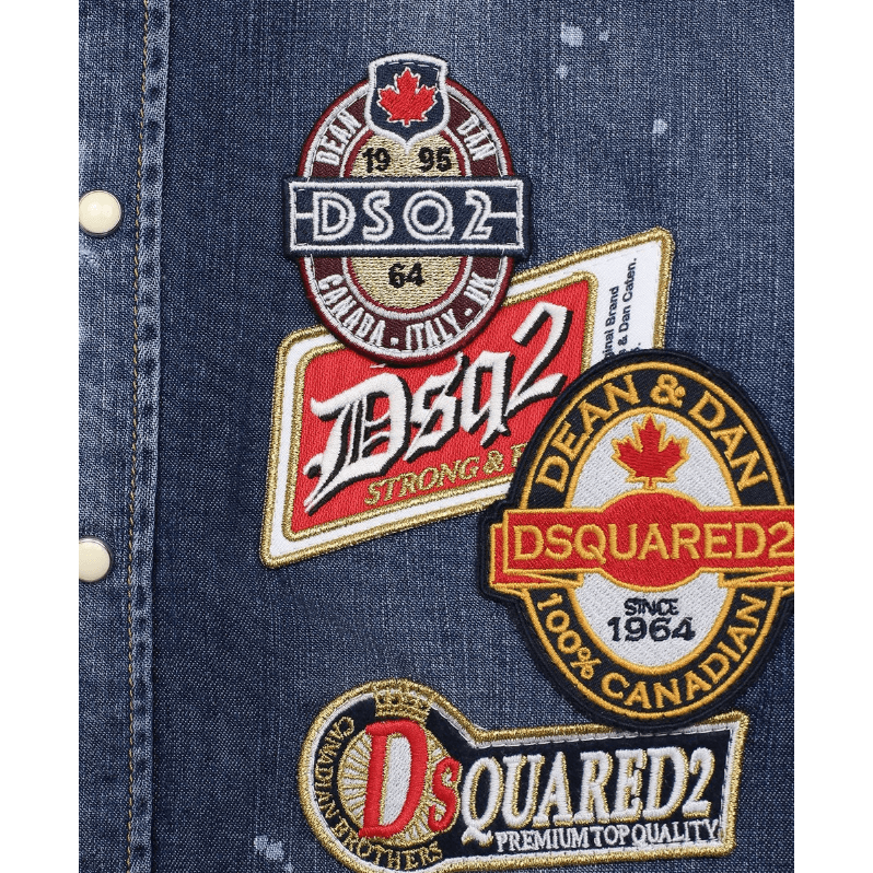 Dsquared2 Boys Badge Denim Shirt Blue