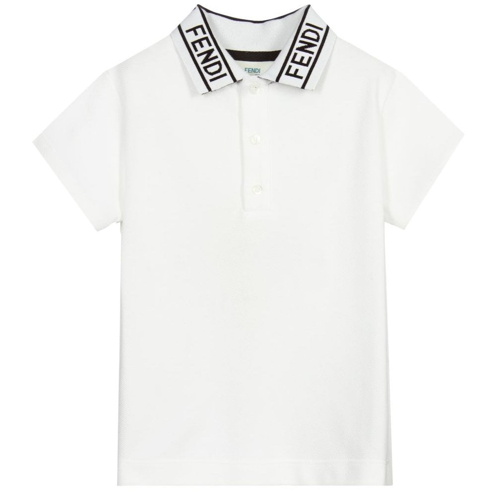 Fendi Boys Cotton Polo Shirt White