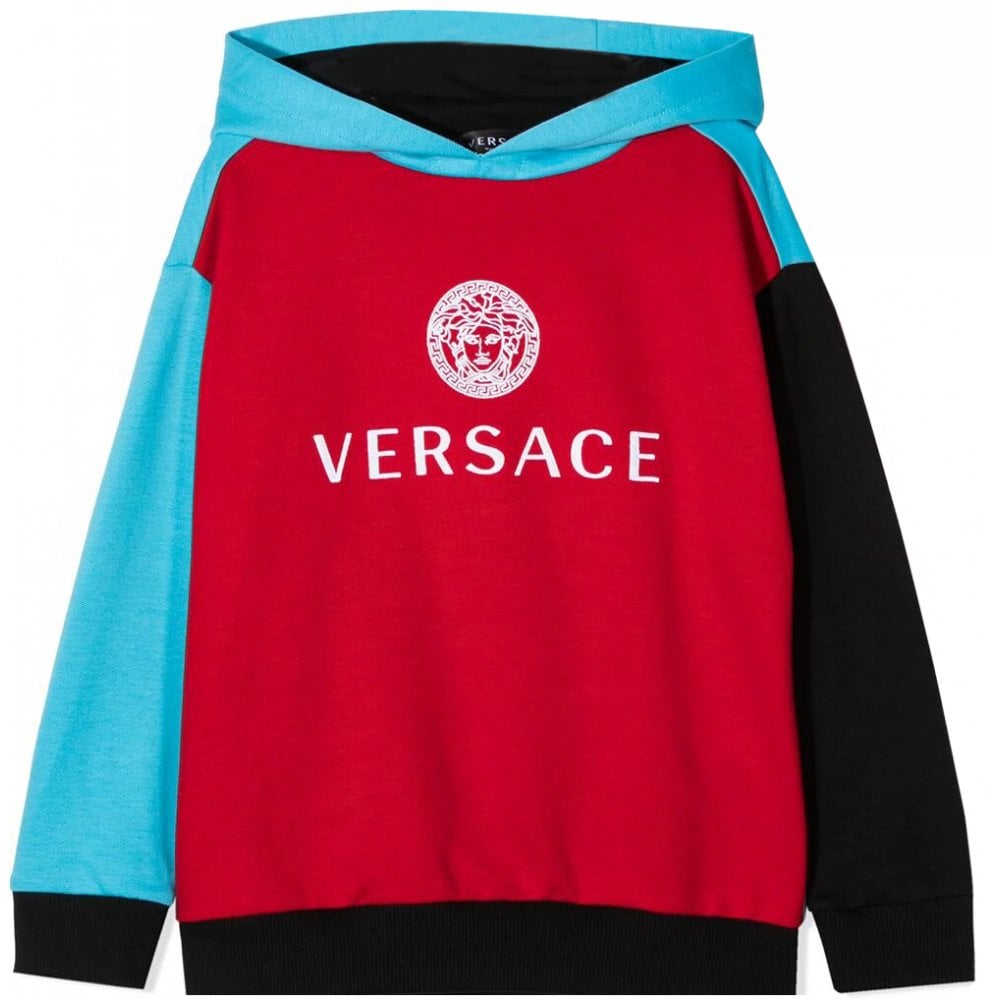 Versace Boys Cotton Hoodie Red/Blue