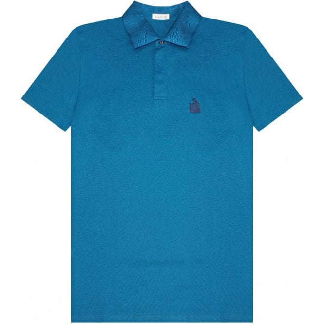 Lanvin Men&#39;s Contrast Polo-Shirt Teal