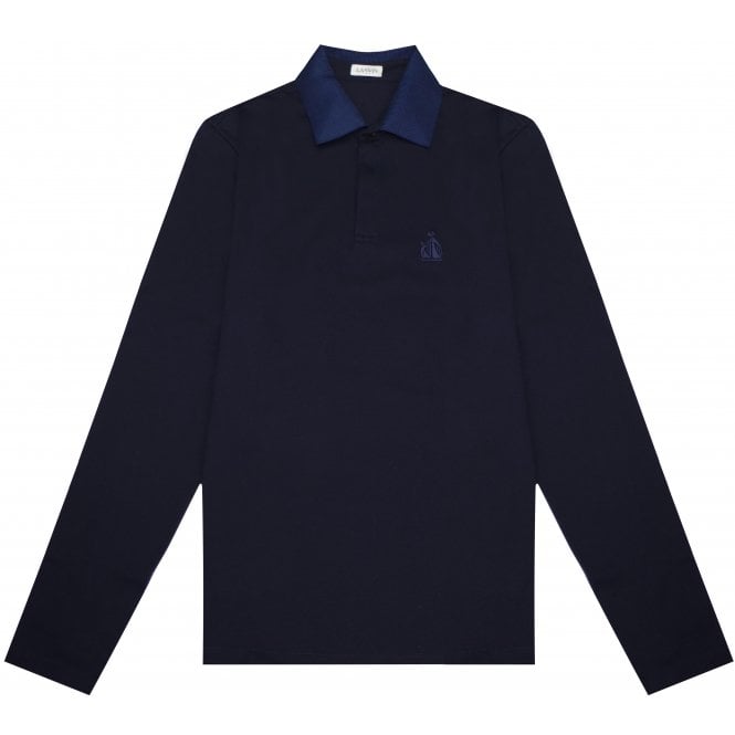 Lanvin Men&#39;s Long Sleeve Polo Navy