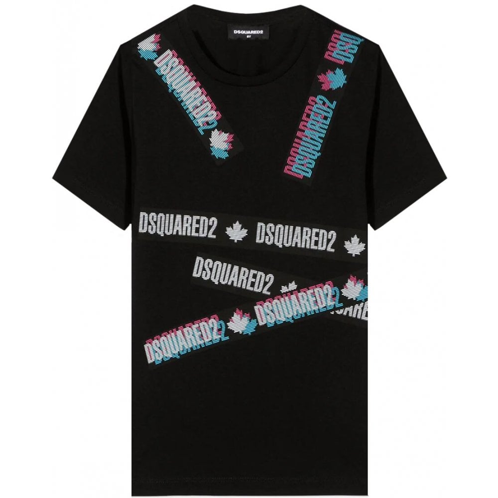 Dsquared2 Boys Tape Logo T-Shirt Black