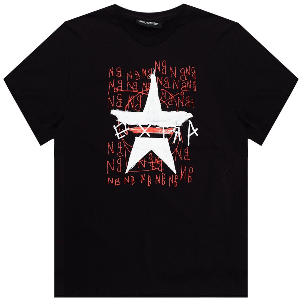 Neil Barrett Men&#39;s Star Painted T-Shirt Black