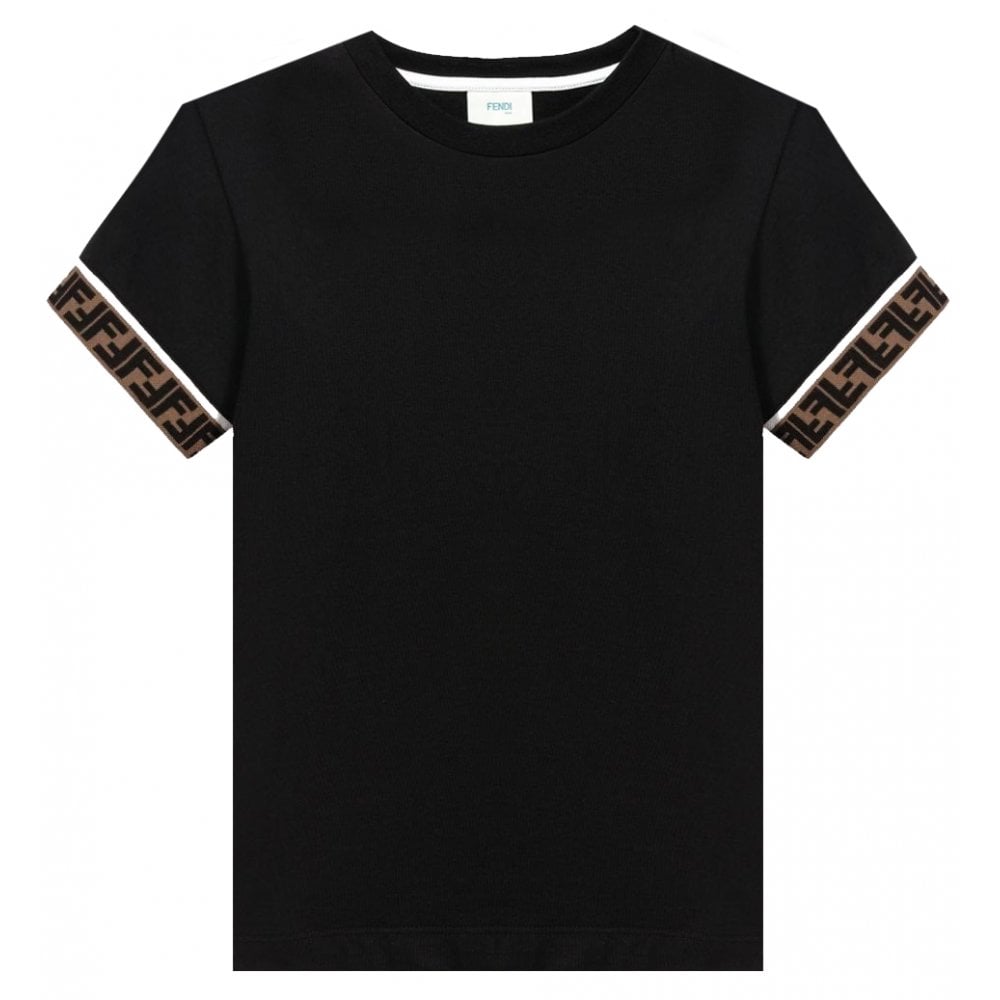Fendi Boys Cuff Logo T-shirt Black