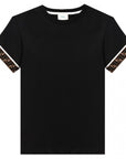 Fendi Boys Cuff Logo T-shirt Black