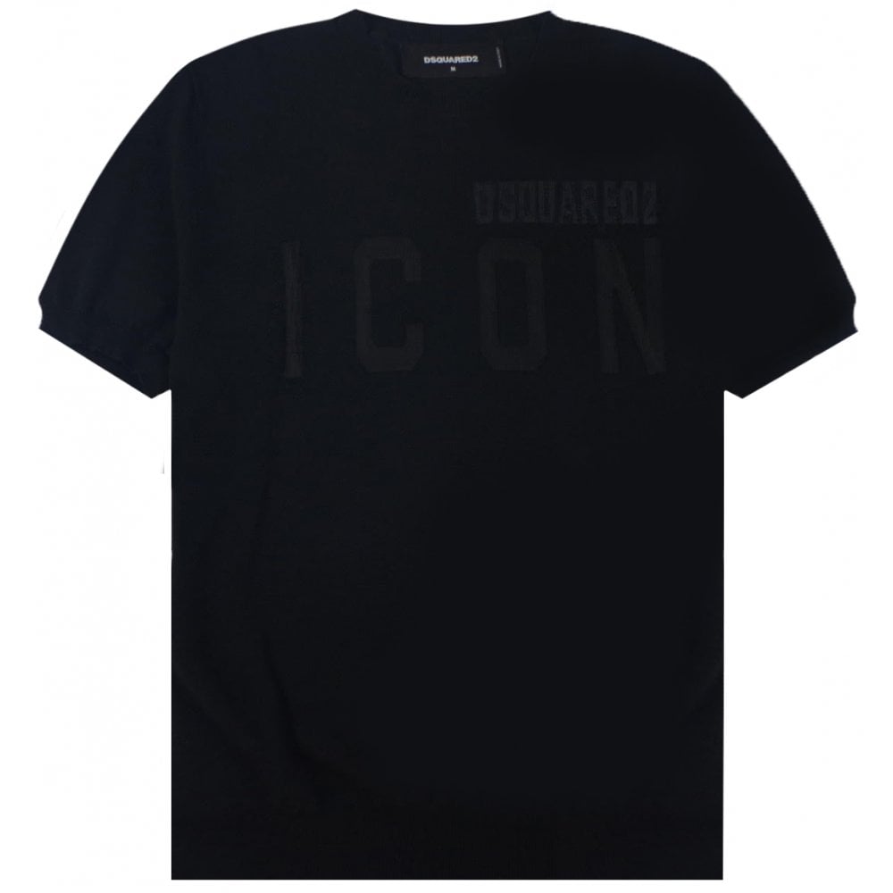 Dsquared2 Men&#39;s Short Sleeve Logo Knitwear Black