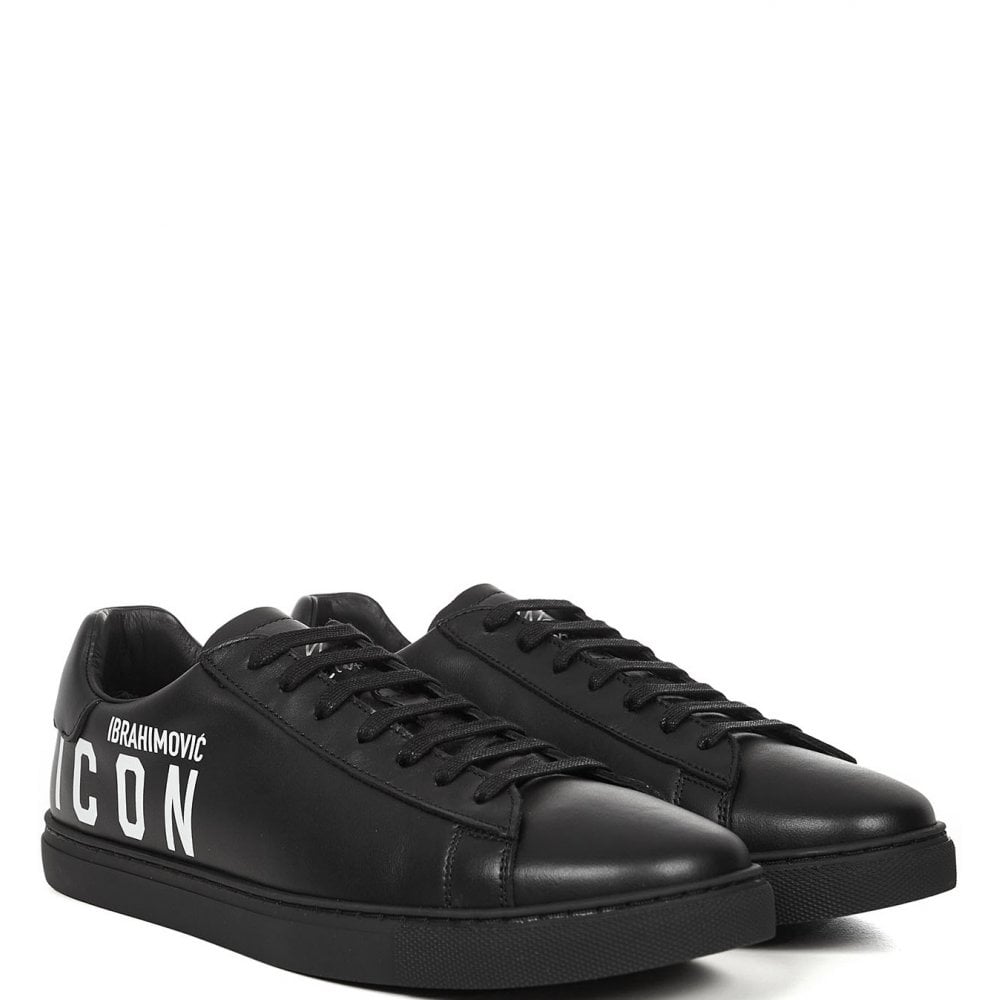 Dsquared2 Men&#39;s Ibrahimovic ICON Leather Trainers Black