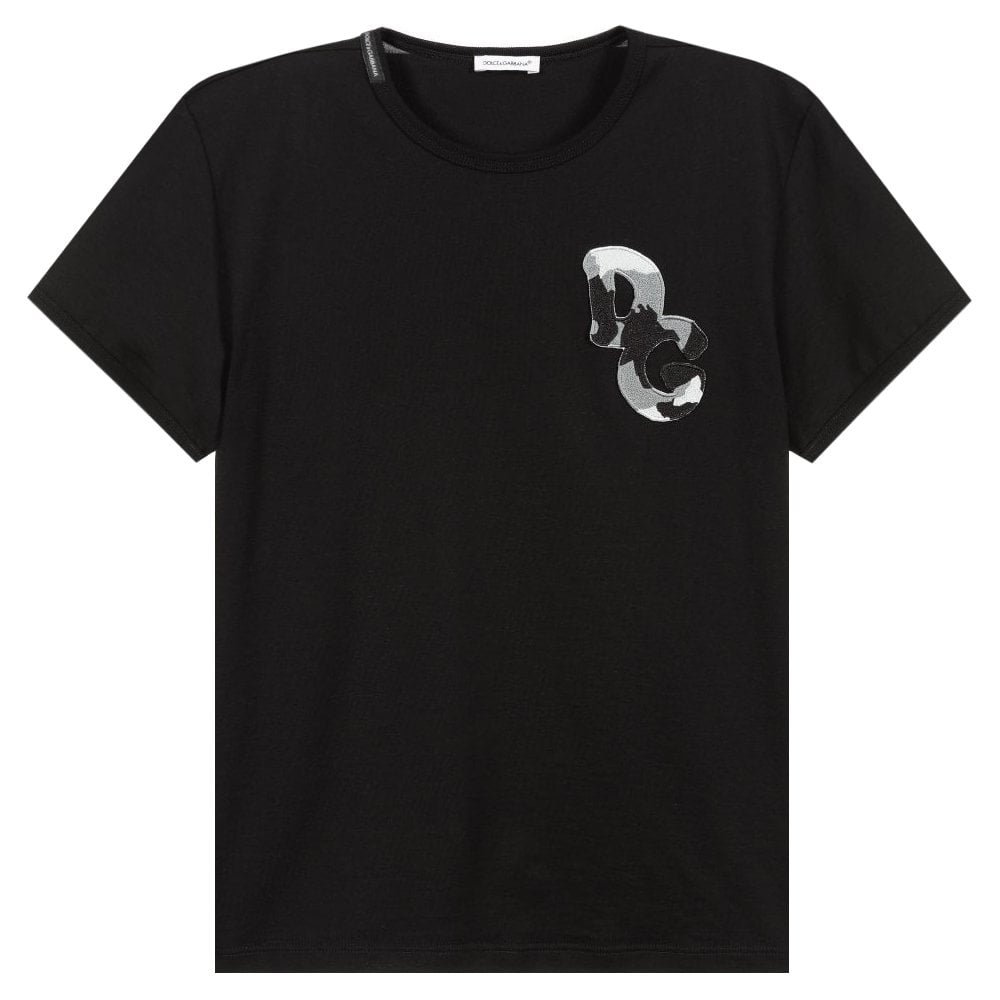 Dolce &amp; Gabbana Boys Camouflage Logo T-shirt Black