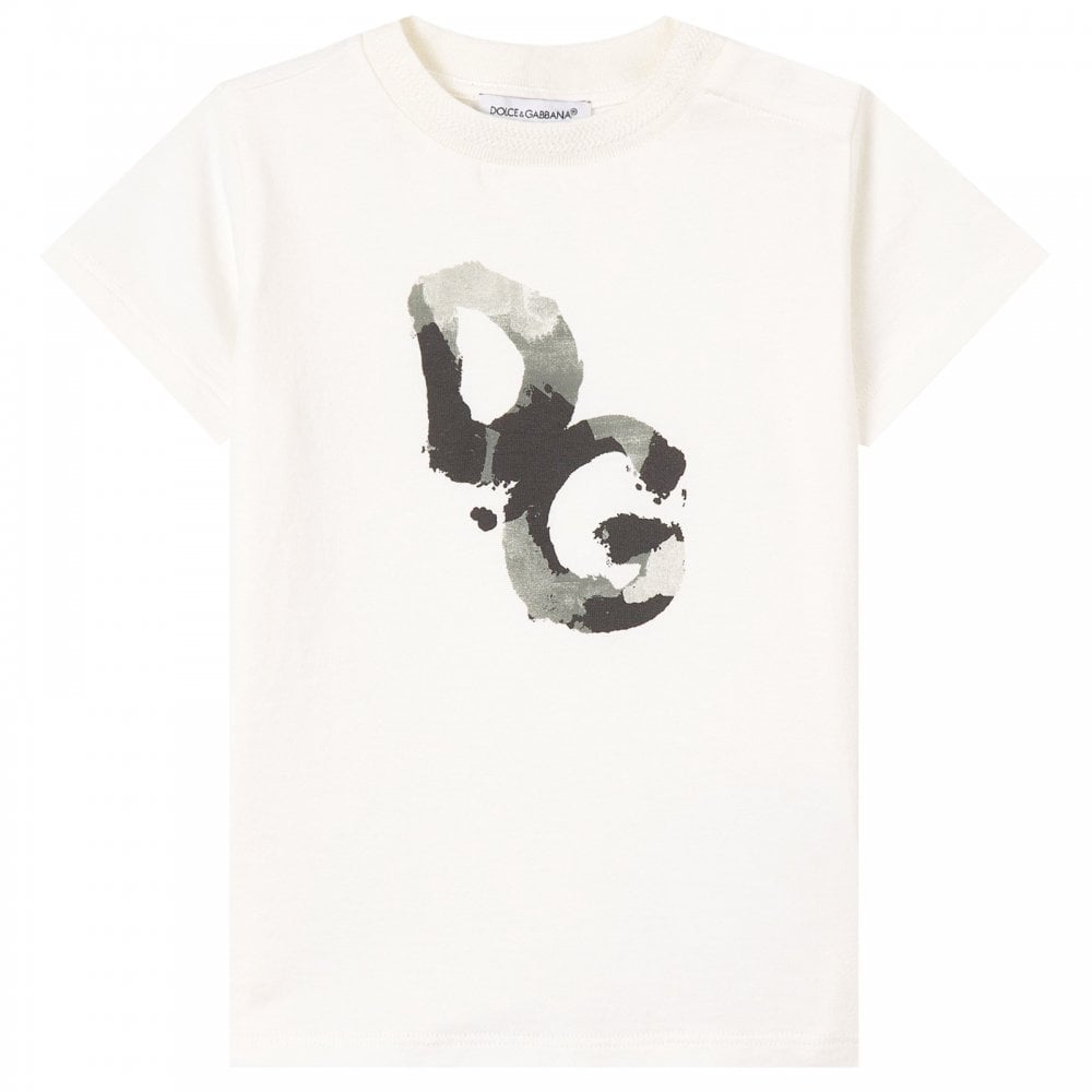 Dolce &amp; Gabbana Boys Camouflage Logo T-Shirt White