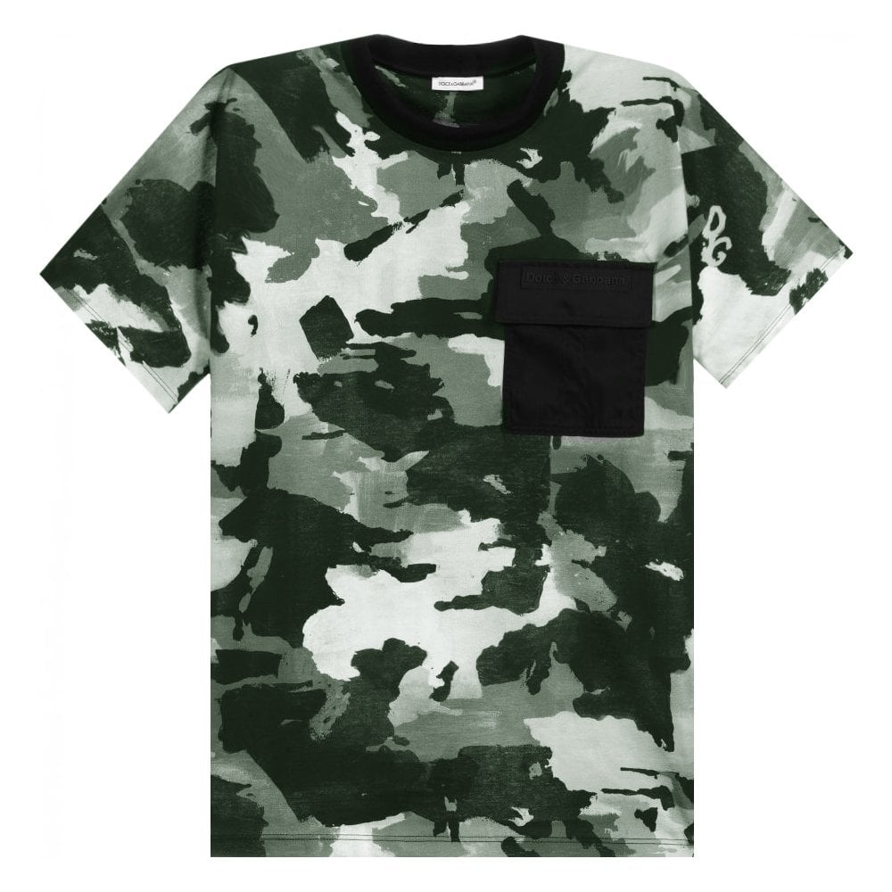 Dolce &amp; Gabbana Boys Camouflage Pocket T-Shirt Grey