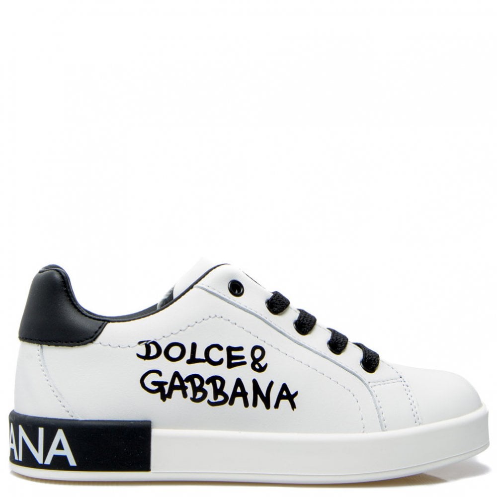 Dolce &amp; Gabbana Boys Graphic Logo Print Trainer White