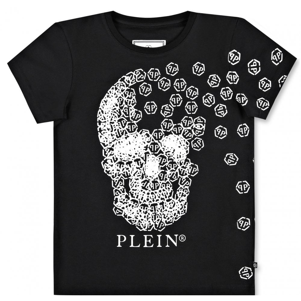 Philipp Plein Boy&#39;s T-shirt Broken Skull Black