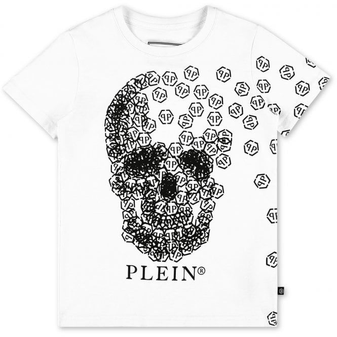 Philipp Plein Kids T-shirt Broken Skull White