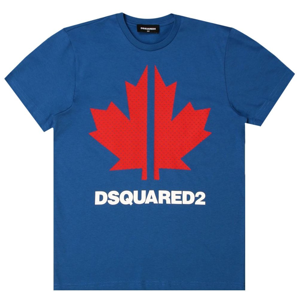 Dsquared2 Boys Leaf Logo T-Shirt Blue