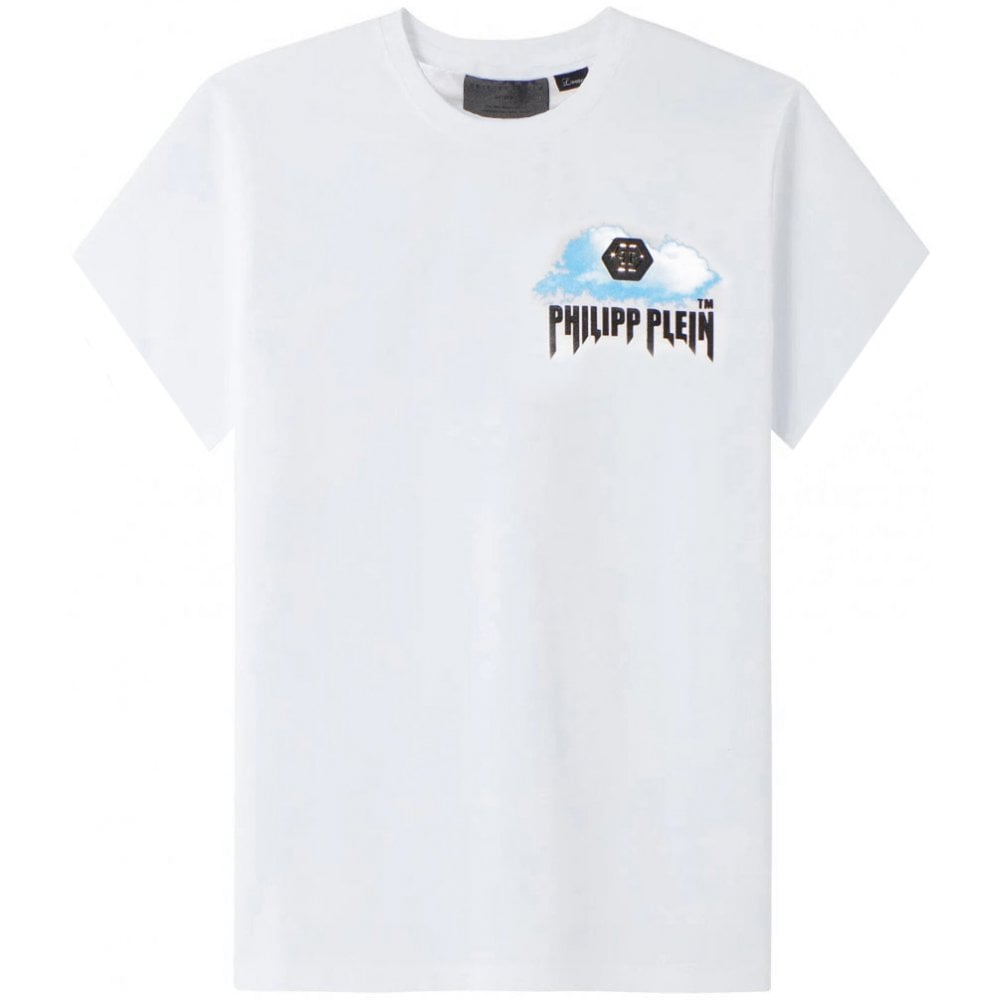 Philipp Plein Men&#39;s T-shirt Round Neck Ss Clouds White
