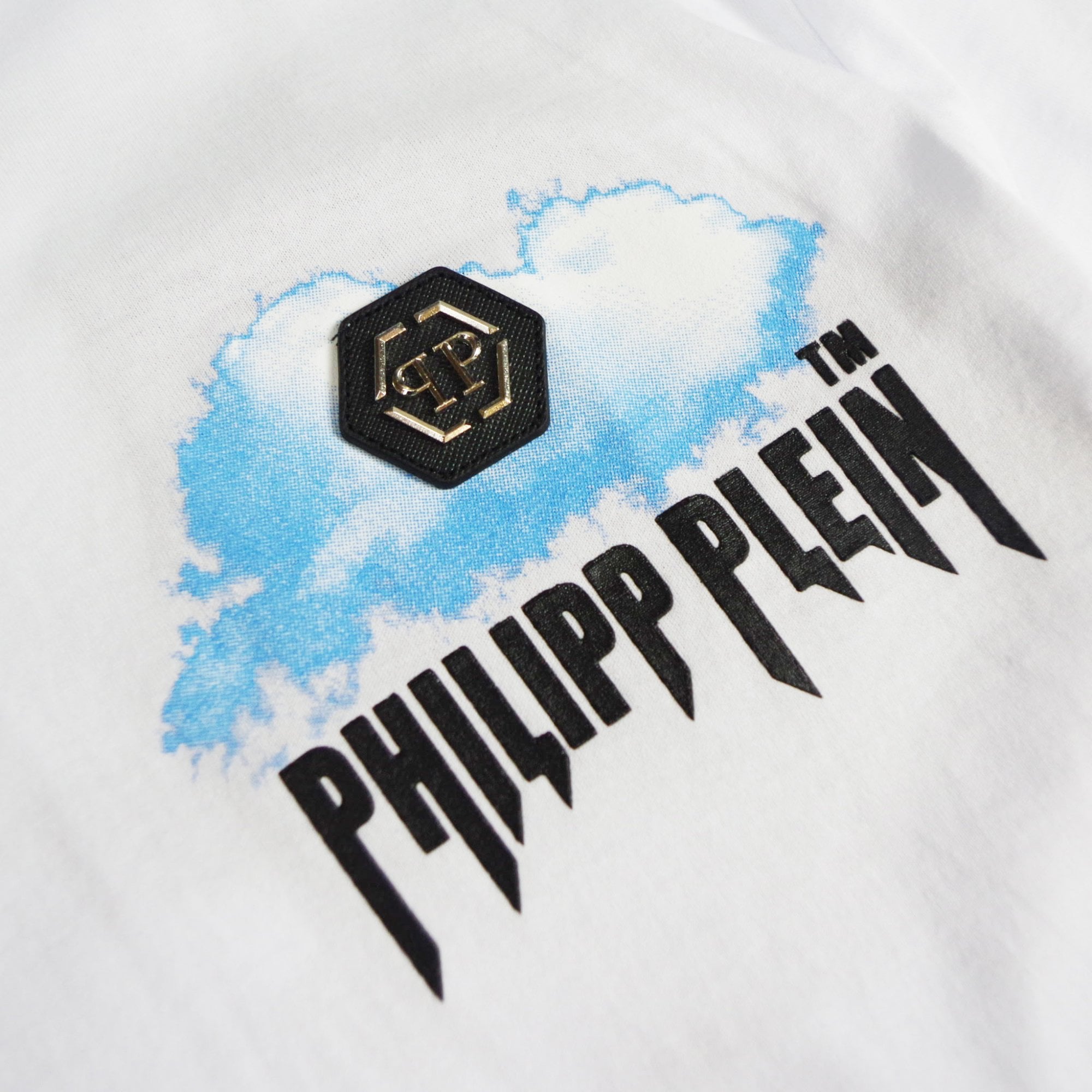 Philipp Plein Men&#39;s T-shirt Round Neck Ss Clouds White