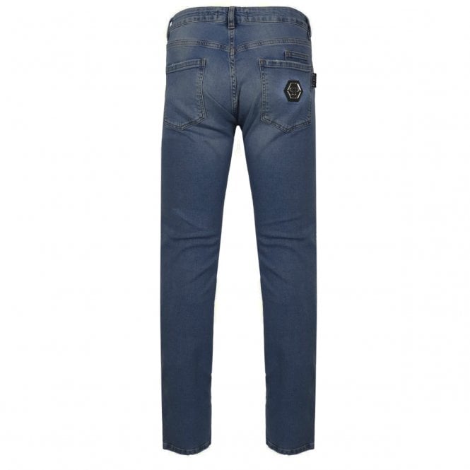 Philipp Plein Men&#39;s Super Straight Cut Jeans Blue