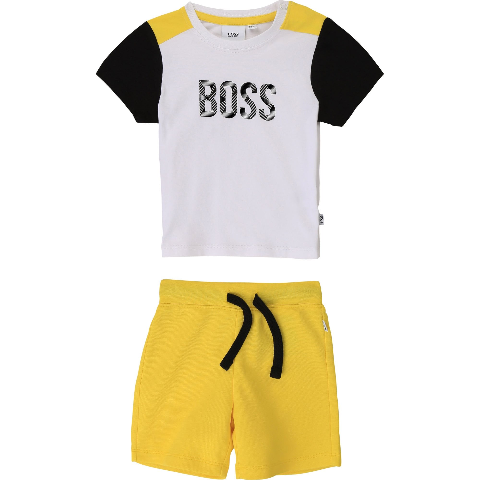 Hugo Boss Boys T-shirt And Shorts 2 Piece Set White &amp; Yellow