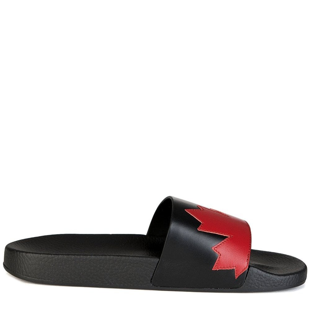 Dsquared2 Men&#39;s Maple Leaf Sliders Black