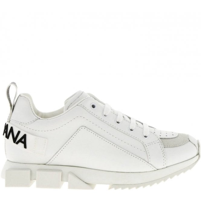 Dolce &amp; Gabbana Boys Leather Logo Trainers White