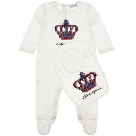 Dolce &amp; Gabbana Baby Boys Bib &amp; Babygrow Set White