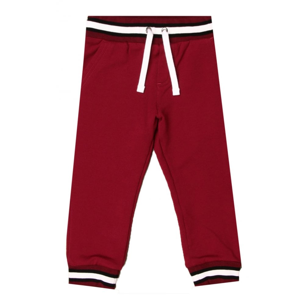 Dolce &amp; Gabbana Boys Striped Cuff Joggers Burgundy