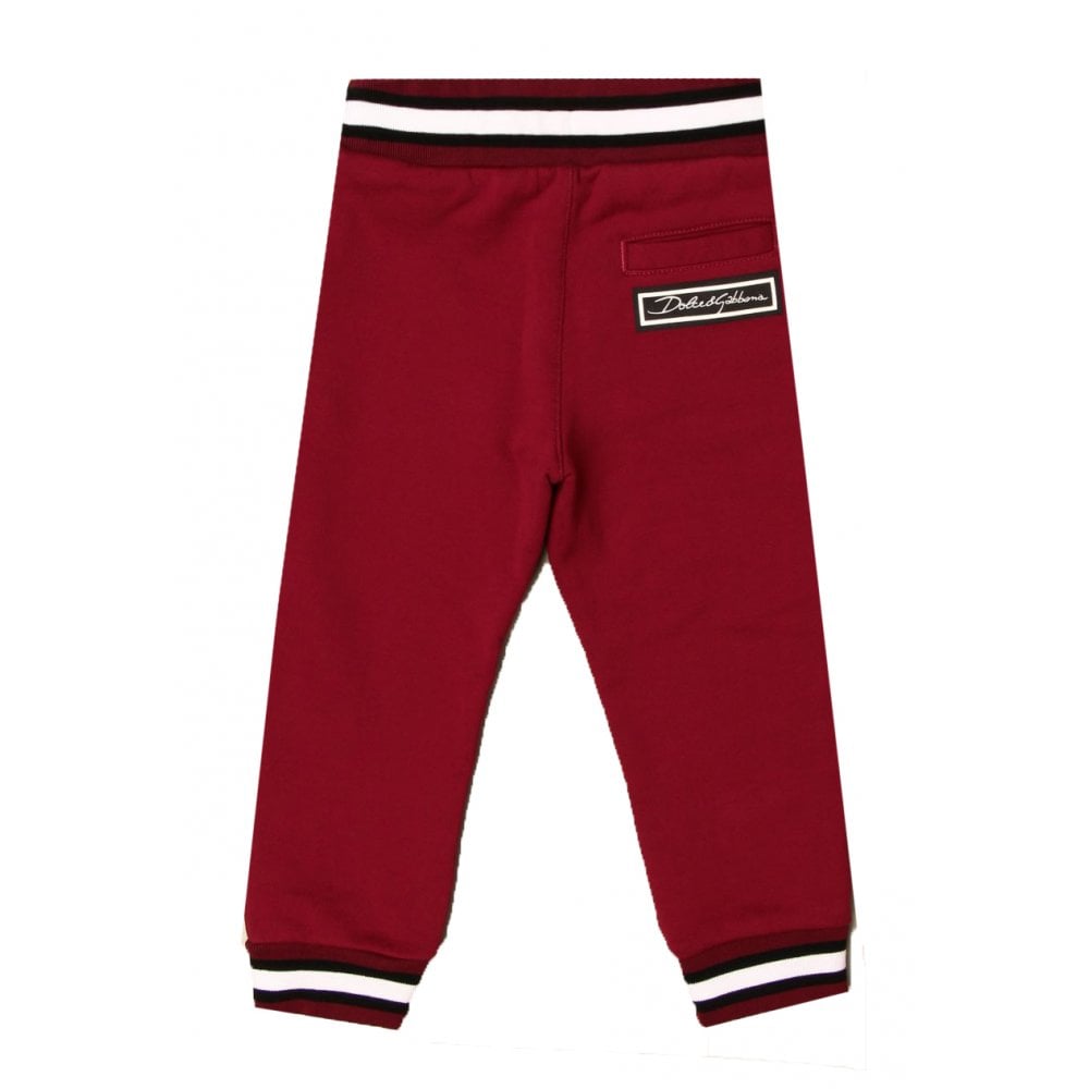 Dolce &amp; Gabbana Boys Striped Cuff Joggers Burgundy