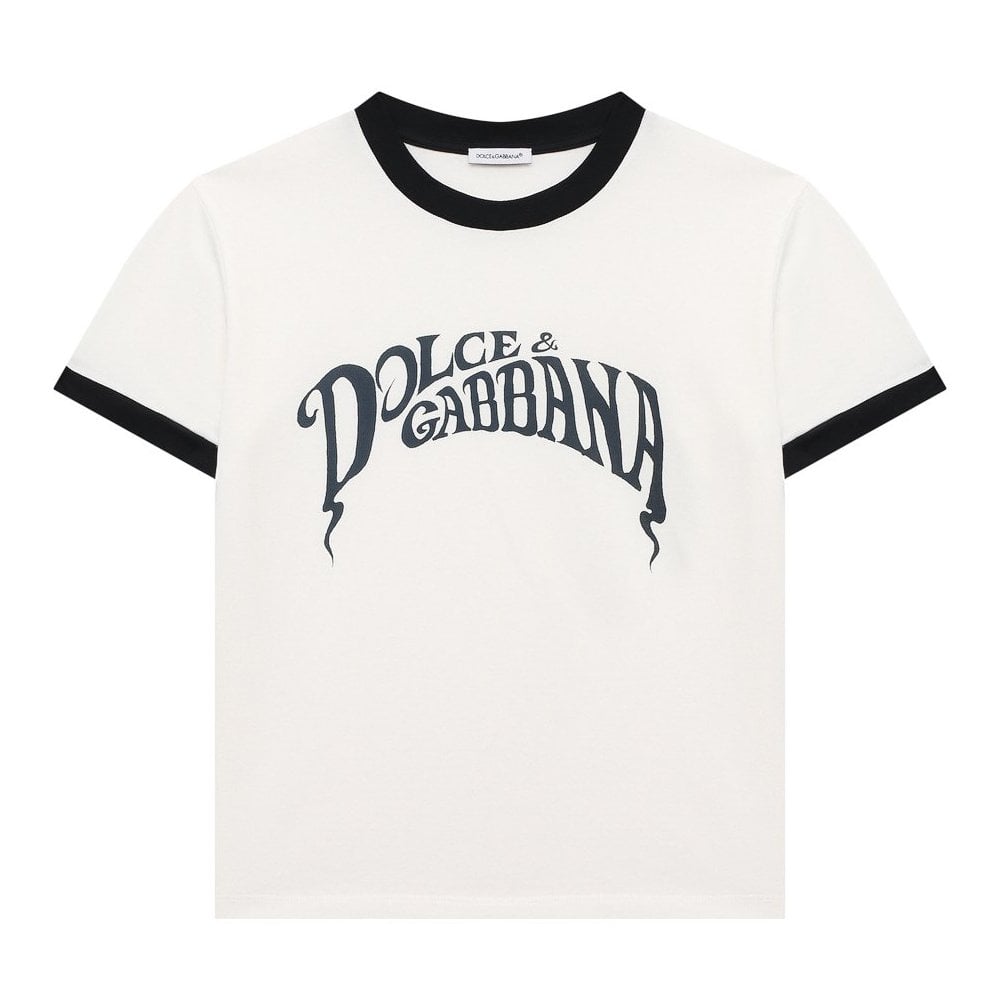 Dolce &amp; Gabbana Boys Distorted Logo T-Shirt White