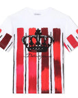 Dolce & Gabbana Boys Red Stripe Crown T-Shirt White