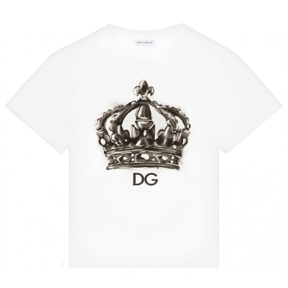 Dolce &amp; Gabbana Boys Crown Print T-Shirt White