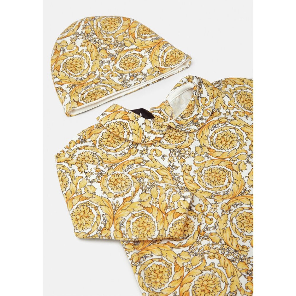 Versace Baby Boys Barocco Print Gift Set Bib &amp; Shirt Gold