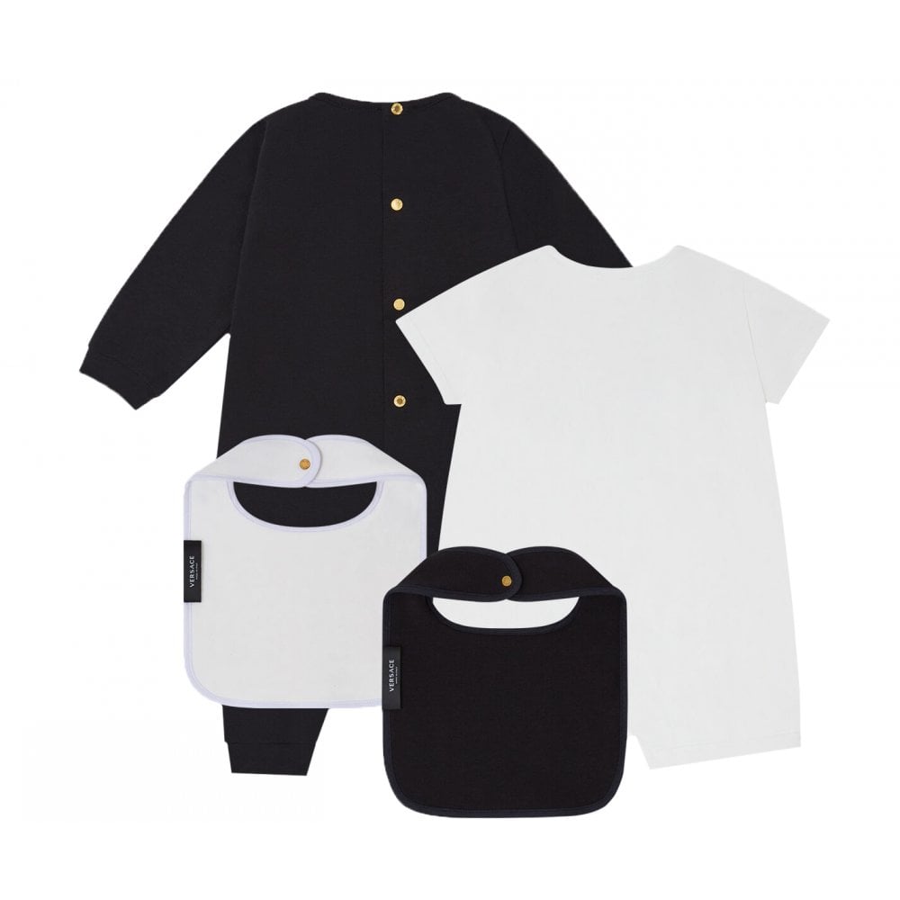 Versace Baby Boys Medusa Logo Bib &amp; Shirt Set White &amp; Black
