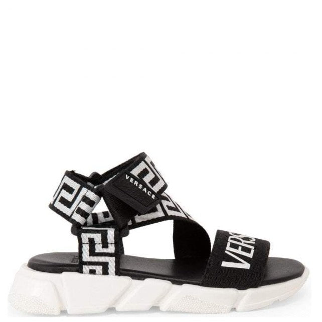 Versace Boys Logo Greca Sandals Black