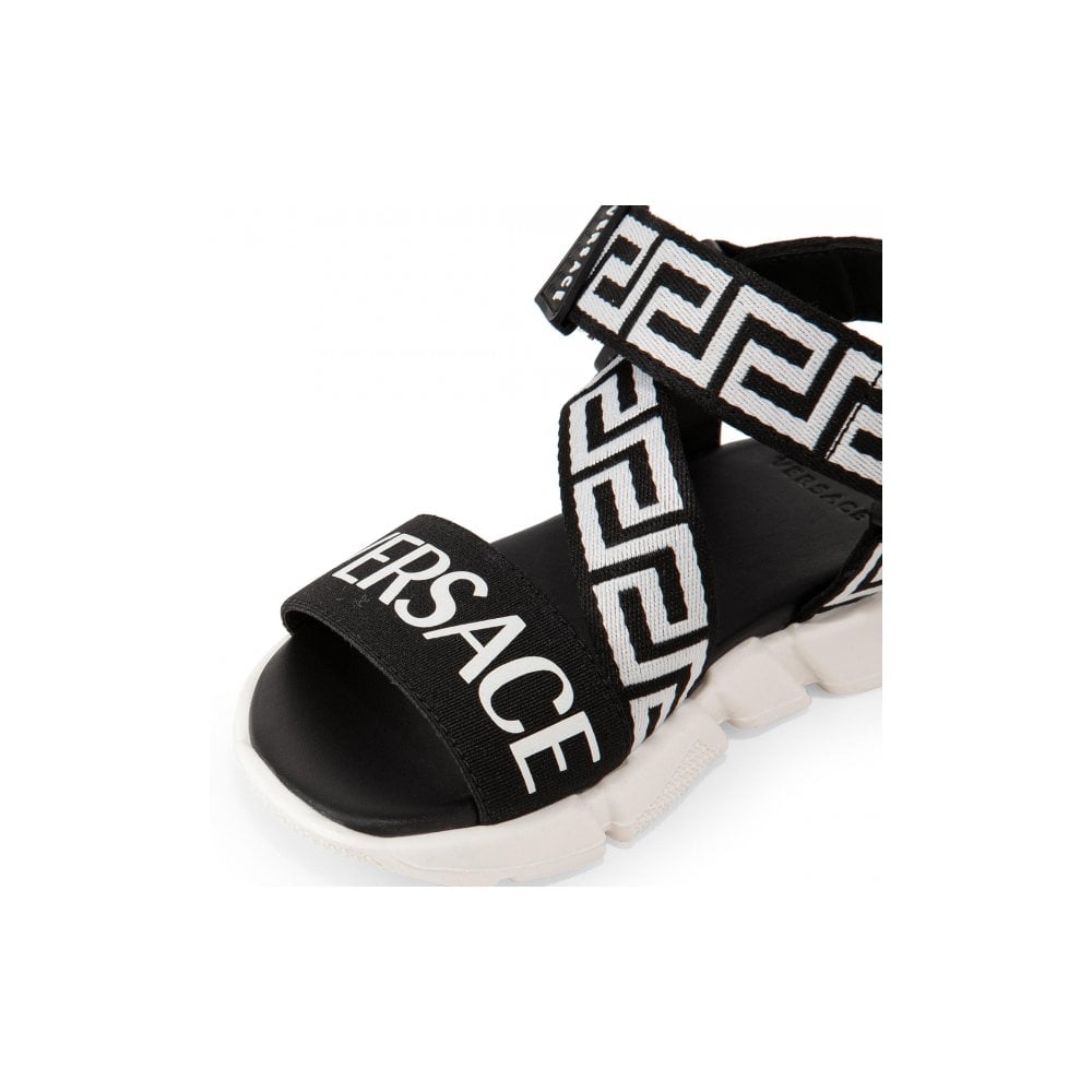 Versace Boys Logo Greca Sandals Black