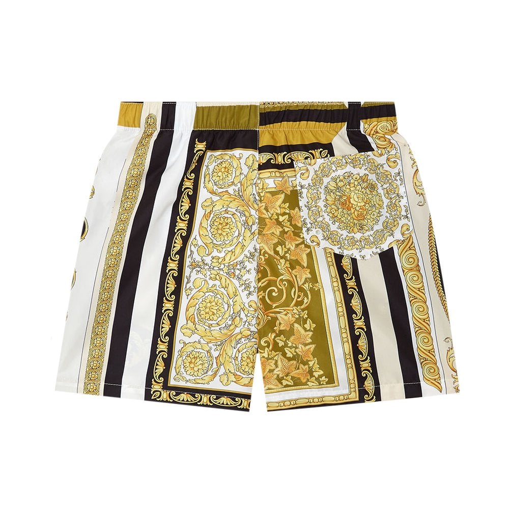 Versace Boys Barocco Mosaic Print Swim Shorts Gold