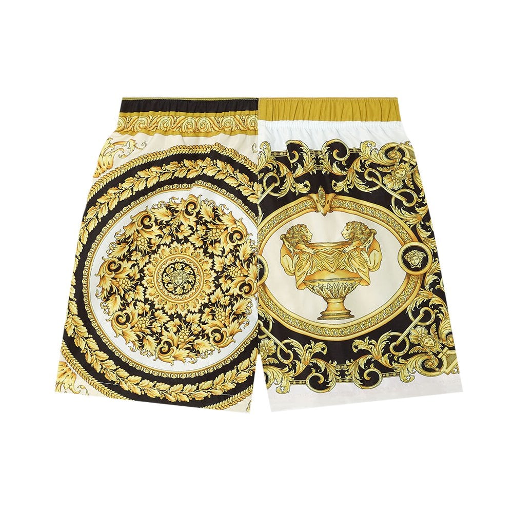 Versace Boys Barocco Mosaic Print Swim Shorts Gold