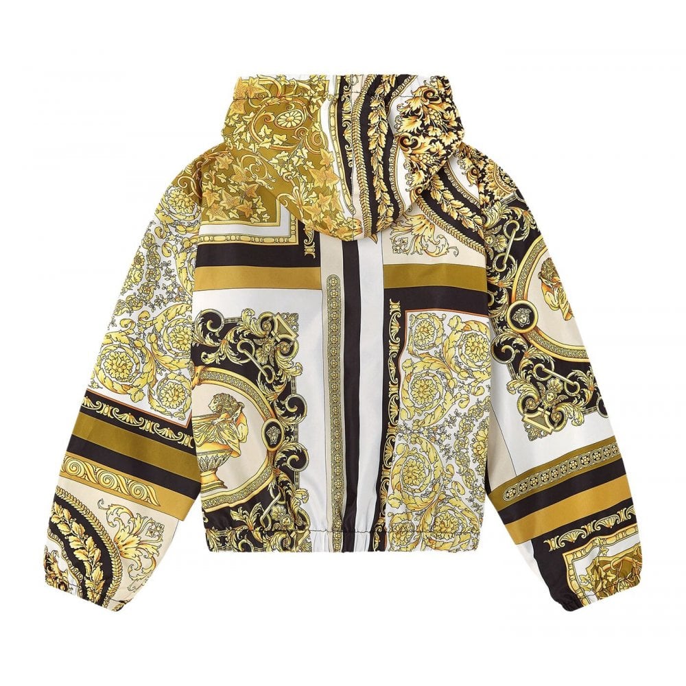 Versace Boys Barocco Mosaic Print Hooded Jacket Gold